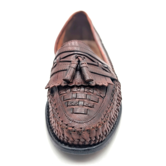 Nunn Bush Woven Leather Tassel Loafers Men's Sz 12M Brown Slip On Casual Preppy - Picture 3 of 17